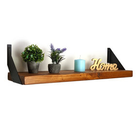 Reclaimed Wooden Shelf with Bracket FLAT 9" 220mm - Colour Light Oak - Length 110cm