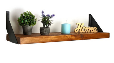 Reclaimed Wooden Shelf with Bracket FLAT 9" 220mm - Colour Light Oak - Length 20cm