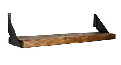 Reclaimed Wooden Shelf with Bracket FLAT 9" 220mm - Colour Medium Oak - Length 150cm
