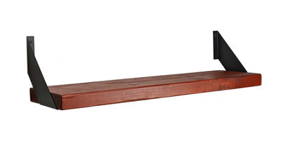 Reclaimed Wooden Shelf with Bracket FLAT 9" 220mm - Colour Teak - Length 20cm
