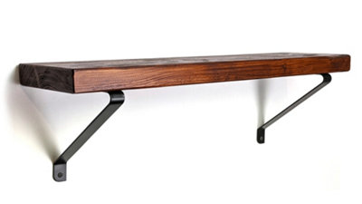 Reclaimed Wooden Shelf with Bracket GALA 9" 220mm - Colour Dark Oak - Length 130cm