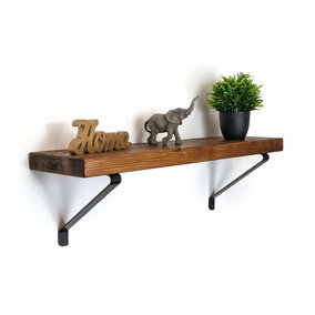 Reclaimed Wooden Shelf with Bracket GALA 9" 220mm - Colour Medium Oak - Length 100cm