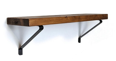 Reclaimed Wooden Shelf with Bracket GALA 9" 220mm - Colour Medium Oak - Length 20cm