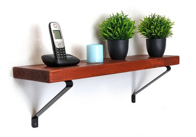 Reclaimed Wooden Shelf with Bracket GALA 9" 220mm - Colour Teak - Length 120cm