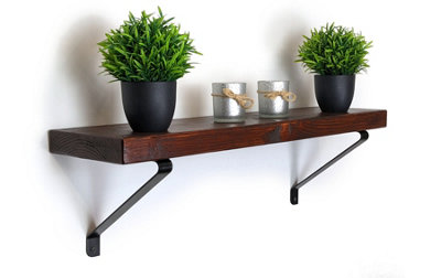 Reclaimed Wooden Shelf with Bracket GALA 9" 220mm - Colour Walnut - Length 180cm