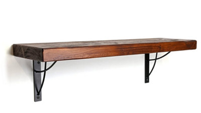 Reclaimed Wooden Shelf with Bracket NEO 9" 220mm - Colour Dark Oak - Length 170cm