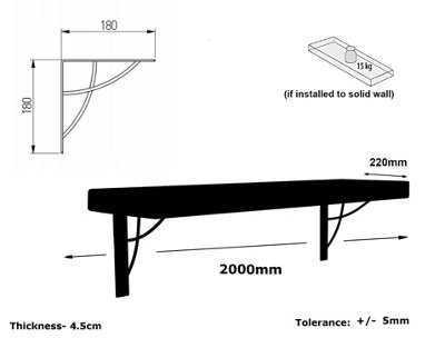 Reclaimed Wooden Shelf with Bracket NEO 9" 220mm - Colour Dark Oak - Length 200cm