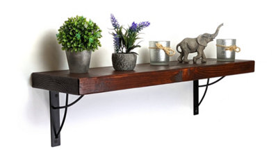 Reclaimed Wooden Shelf with Bracket NEO 9" 220mm - Colour Walnut - Length 100cm