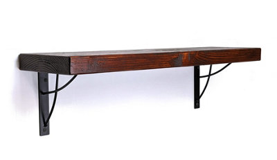 Reclaimed Wooden Shelf with Bracket NEO 9" 220mm - Colour Walnut - Length 80cm