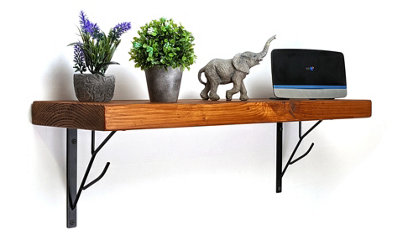 Reclaimed Wooden Shelf with Bracket TREE 7" 170mm - Colour Light Oak - Length 190cm