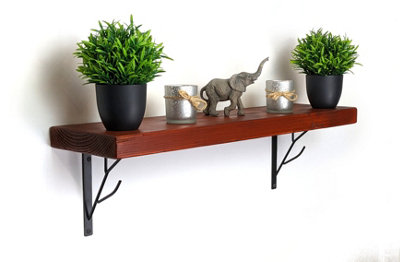 Reclaimed Wooden Shelf with Bracket TREE 7" 170mm - Colour Teak - Length 170cm