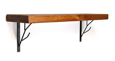 Reclaimed Wooden Shelf with Bracket TREE 9" 220mm - Colour Light Oak - Length 120cm