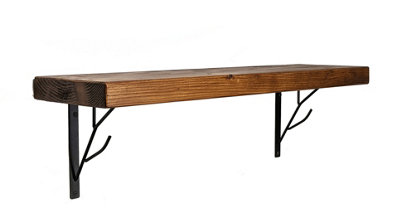 Reclaimed Wooden Shelf with Bracket TREE 9" 220mm - Colour Medium Oak - Length 160cm