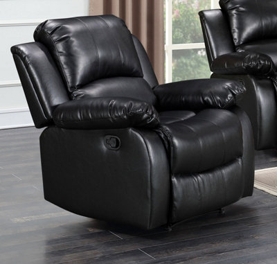 Beliani Black Faux Leather Recliner Chair MUREN Recliner, Remmarn