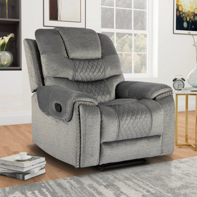 Recliner Manual Chair in Chenille Grey Fabric