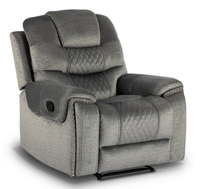 Recliner Manual Chair in Chenille Grey Fabric