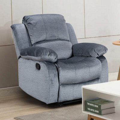 Recliner Manual Chair in Grey Chenille Fabric
