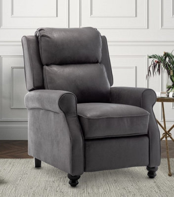 Recliner Manual Chair in Grey Faux Leather Suede DIY at B Q