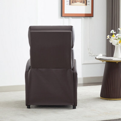 Recliner Pushback Adjustable Reclining Arm chair Faux Leather Brown
