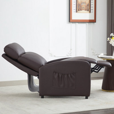 Recliner Pushback Adjustable Reclining Arm chair Faux Leather Brown