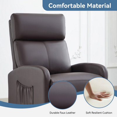 Recliner Pushback Adjustable Reclining Arm chair Faux Leather Brown
