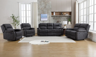 Recliner Sofa Set, Manual Recliner Sofa Suite, Sectional Recliner Couches Set 105 to 135 Degrees Recliner - 3+2+1+1 Seater Set