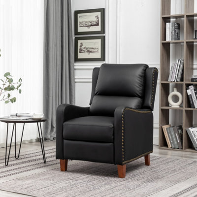 Black leather on sale comfy chair