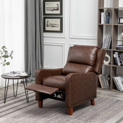 Brown leather comfy deals chair