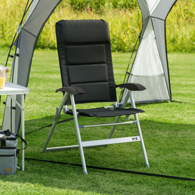 Reclining Camping Chair Folding Aluminium Garden Recliner Luxury Padded Trail DIY at B Q