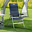 Reclining Camping Chair Folding Aluminium Garden Recliner Sponge Padded Trail - Blue