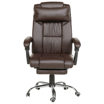 Reclining Faux Leather Executive Chair Dark Brown LUXURY