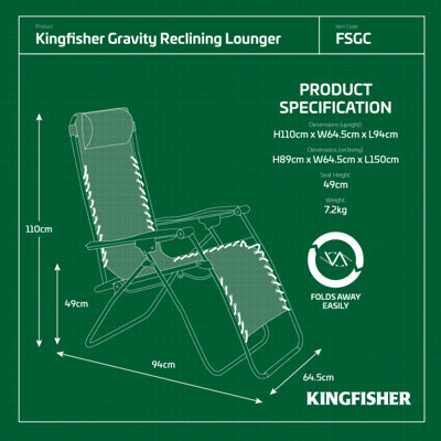 Reclining Garden Sun Lounger with Head Rest - 3