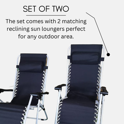 Reclining Garden Sun Lounger with Head Rest - 4