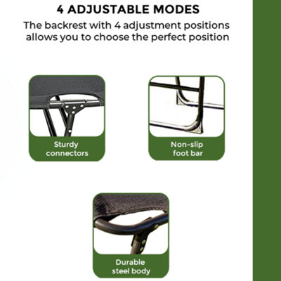 Reclining Sun Lounger with Side Storage Bag - Sun Shade Roof Canopy and 4 Adjustable Modes Chair - 4
