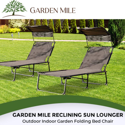 Reclining Sun Lounger with Side Storage Bag - Sun Shade Roof Canopy and 4 Adjustable Modes Chair - 6