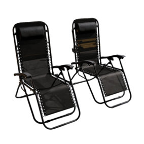 Reclining Sun Lounger Zero Gravity Chairs (Black)