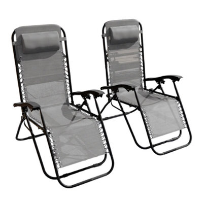 Reclining Sun Lounger Zero Gravity Chairs (Grey) DIY at B&Q