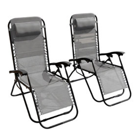 Reclining Sun Lounger Zero Gravity Chairs (Grey)
