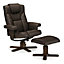 Reclining Swivel Chair with Footstool - Brown