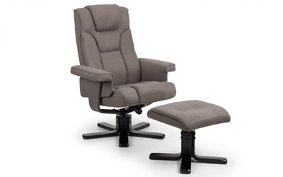 Reclining Swivel Chair with Footstool - Grey