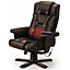 Reclining Swivel Massage Chair with Footstool - Black