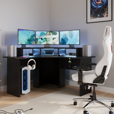 Black corner gaming deals desk