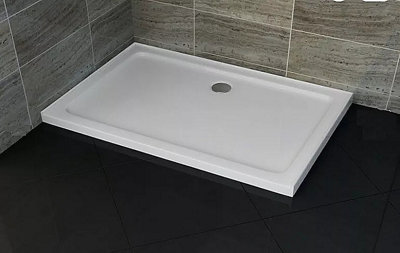 Rectangle 1000mm x 700mm Stone Resin 30mm Slimline Bathroom Shower Tray with Free 90mm Tray Waste