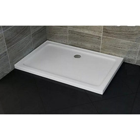 Rectangle 1200mm x 800mm Stone Resin 30mm Slimline Bathroom Shower Tray with Free 90mm Tray Waste