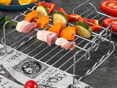 Standing BBQ Skewers For Air Fryer 10-Piece Stainless Steel Air