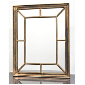 Rectangle Antique Window Wall Mirror Stylish Black Gold