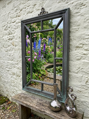 Rectangle Antique Window Wall Mirror Stylish Black Silver