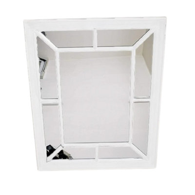 Rectangle Antique Window Wall Mirror Stylish White 60x76cm