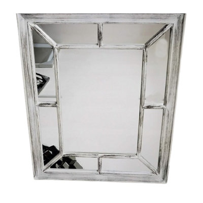 Rectangle Antique Window Wall Mirror Stylish White Rustic