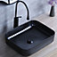 Rectangle Bathroom Vanity Wash Basin Sink Black Counter Top Ceramic Wash - 50cm x 40cm